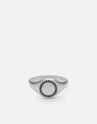 Miansai Rings Halo Signet Ring, Matte Silver/Black Diamonds Matte Silver/Pave / 10