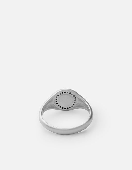 Miansai Rings Halo Signet Ring, Matte Silver/Black Diamonds