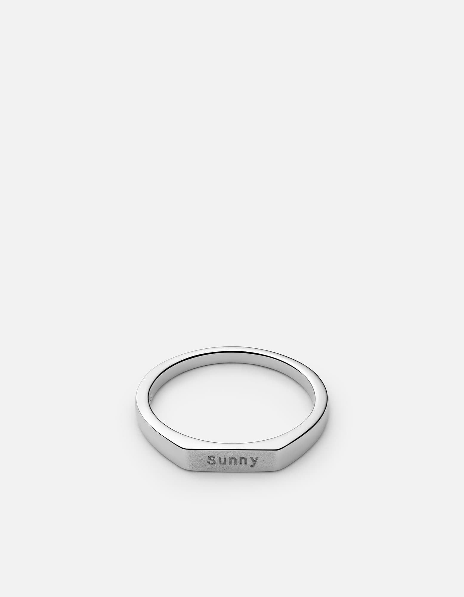 Sterling Silver Oval Initial 'S' Ring - Size 7, High Polish With Black Paint Detail - View #5