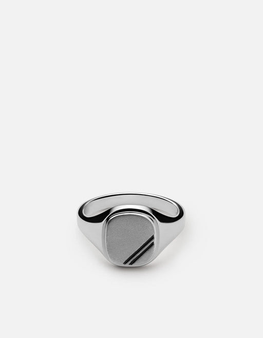 Miansai Rings Square Step Ring, Sterling Silver/Black Enamel Black / 10 / Monogram: No