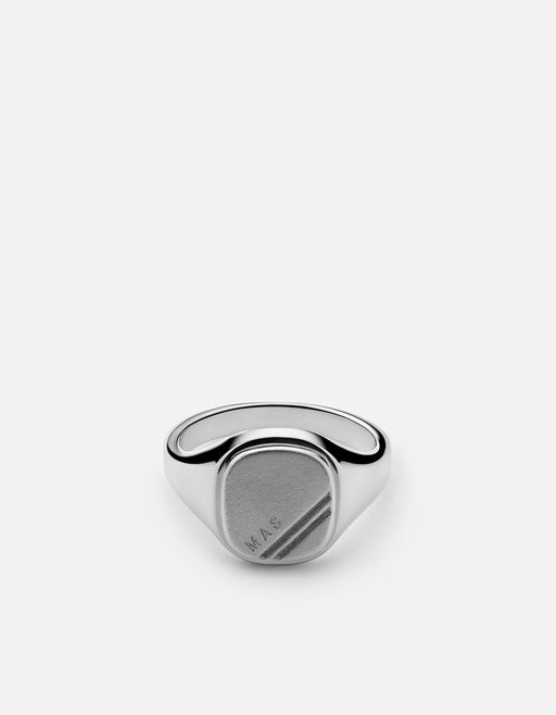 Miansai Rings Square Step Ring, Sterling Silver Polished Silver / 10 / Monogram: Yes