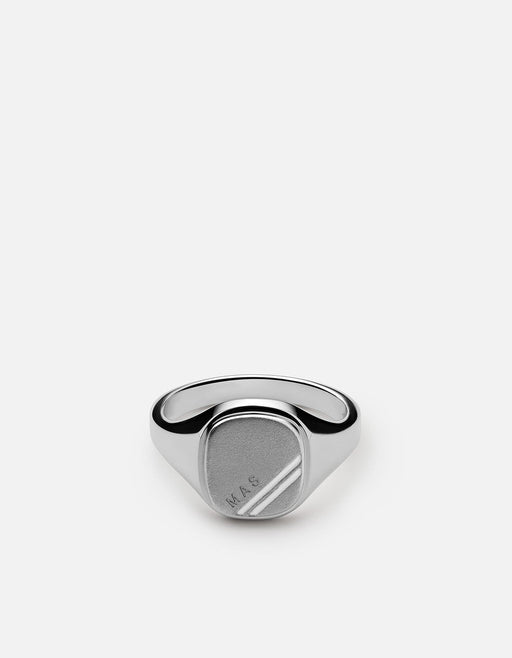 Miansai Rings Square Step Ring, Sterling Silver/White Enamel White / 10 / Monogram: Yes