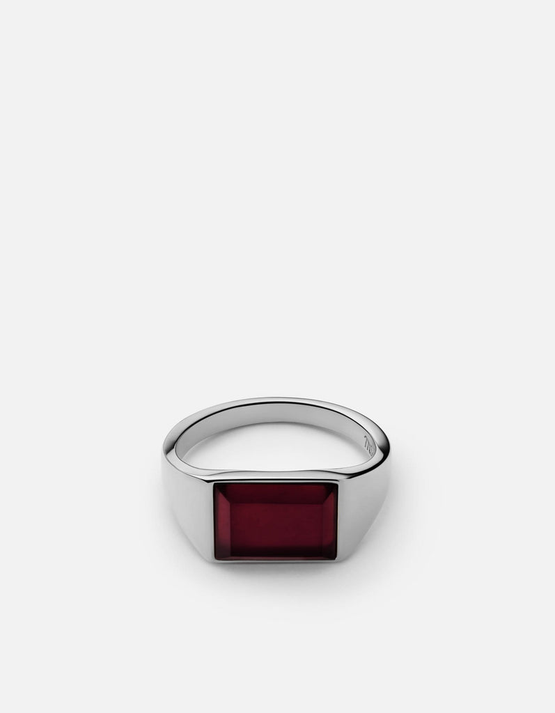Miansai Rings Lennox Agate Ring, Sterling Silver Red / 8
