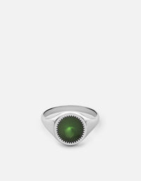 Miansai Rings Solar Signet Ring, Sterling Silver/Jasper Green Jasper Green / 8
