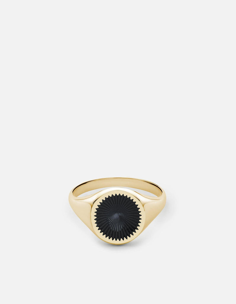 Miansai Rings Solar Signet Ring, Gold Vermeil/Gray Gray / 8
