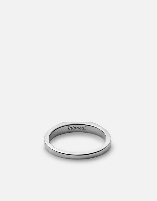 Miansai Rings Thin Geo Diamond Ring, Sterling Silver