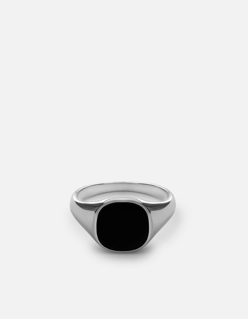 Miansai Rings Olympus Signet Ring, Sterling Silver/Black Black / 8