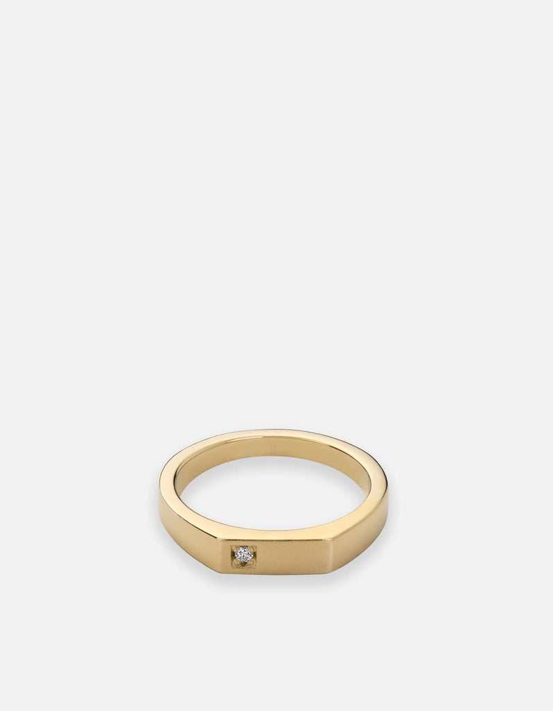 Miansai Rings Slim Geo Diamond Ring, Gold Vermeil Polished Gold/Pave / 4