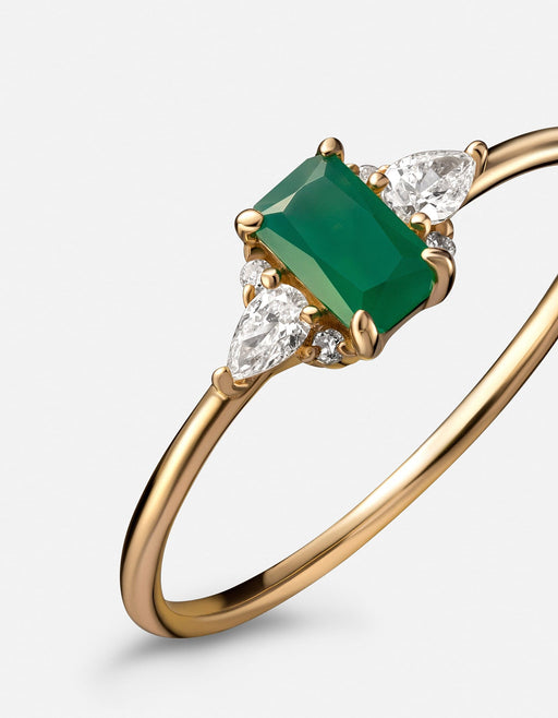 Miansai Rings Selene Chalcedony Ring, 14k Gold Pavé