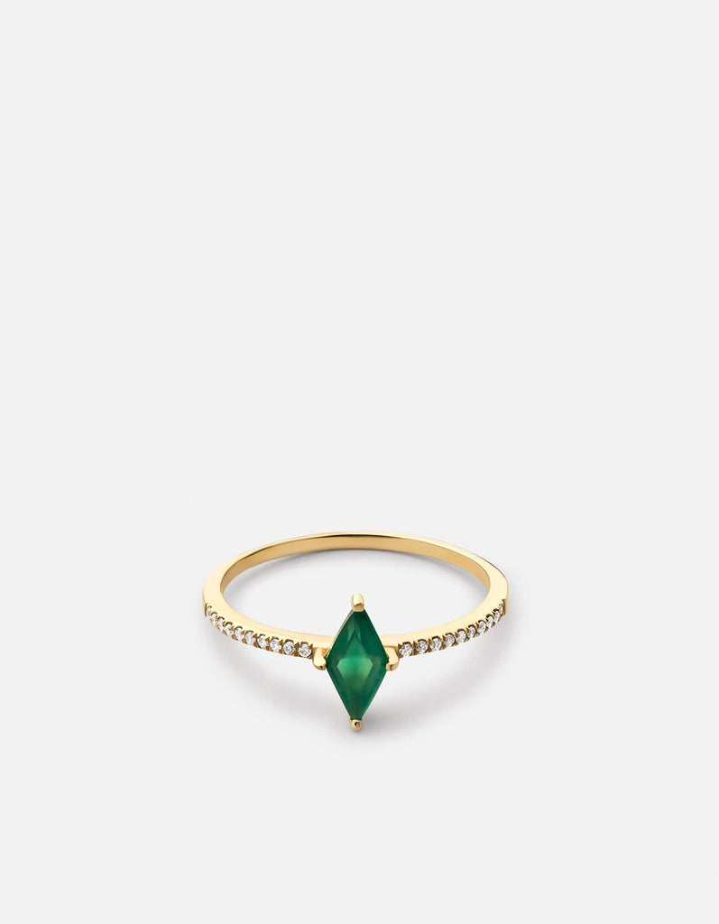 Miansai Rings Mirai Chalcedony Ring, 14k Gold Pavé Green / 5