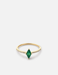 Miansai Rings Mirai Chalcedony Ring, 14k Gold Pavé Green / 5