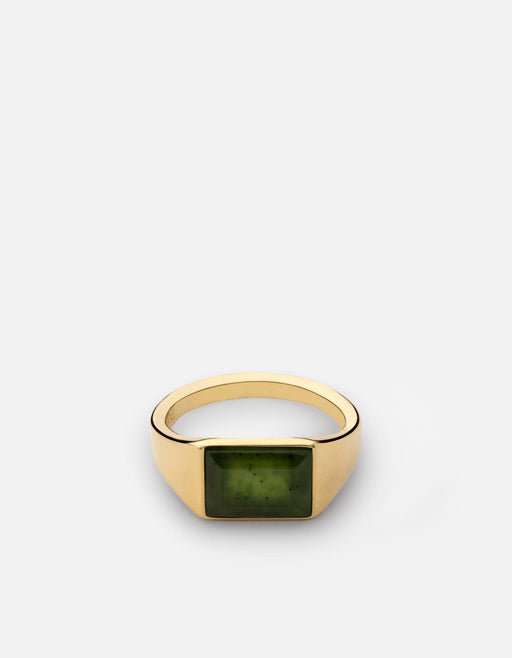 Miansai Rings Slim Lennox Jasper Ring, Gold Vermeil Green / 5 / Monogram: No
