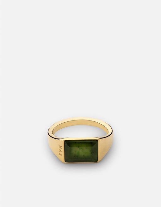 Miansai Rings Slim Lennox Jasper Ring, Gold Vermeil Green / 7 / Monogram: Yes