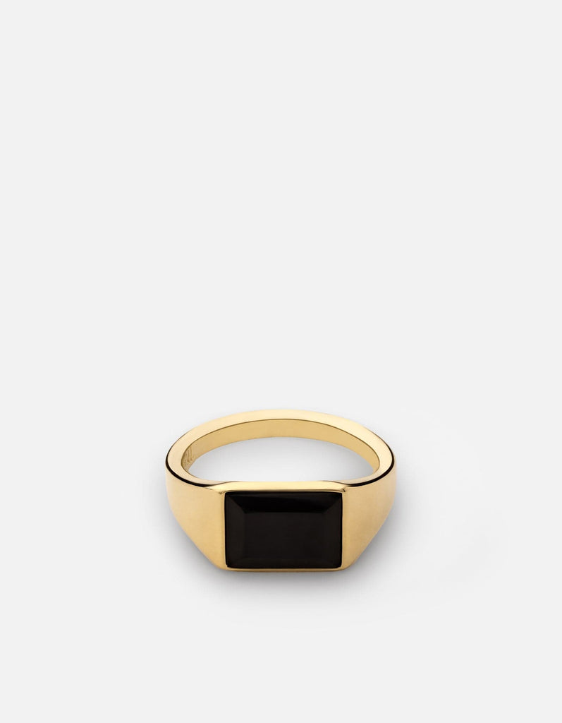 Miansai Rings Slim Lennox Onyx Ring, Gold Vermeil Black / 5 / Monogram: No