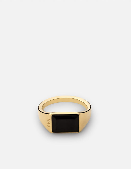 Miansai Rings Slim Lennox Onyx Ring, Gold Vermeil Black / 7 / Monogram: Yes
