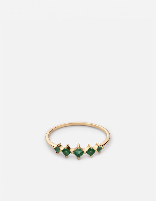 Miansai Rings Echo Chalcedony Ring, 14k Gold Polished Gold/Emeralds / 7