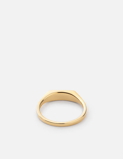 Miansai Thin Lennox signet ring in gold vermeil with a narrow black onyx baguette and low-profile polished band