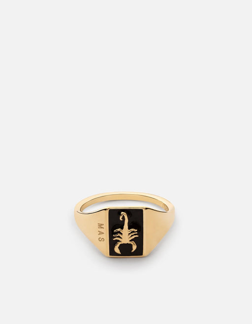 Miansai Rings Scorpius Ring, Gold Vermeil/Black Black / 10 / Monogram: Yes