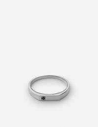 Miansai Rings Thin Geo Black Diamond Ring, Sterling Silver Black / 8