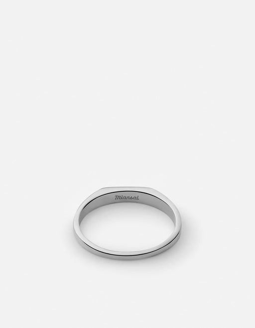 Miansai Rings Thin Geo Black Diamond Ring, Sterling Silver