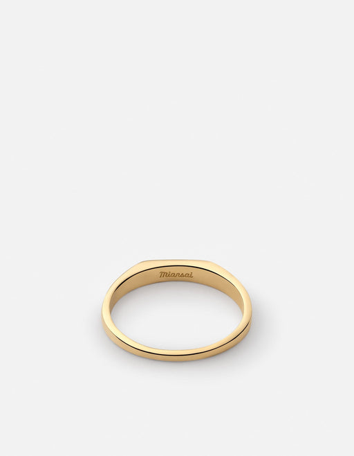 Miansai Rings Thin Geo Black Diamond Ring, Gold Vermeil