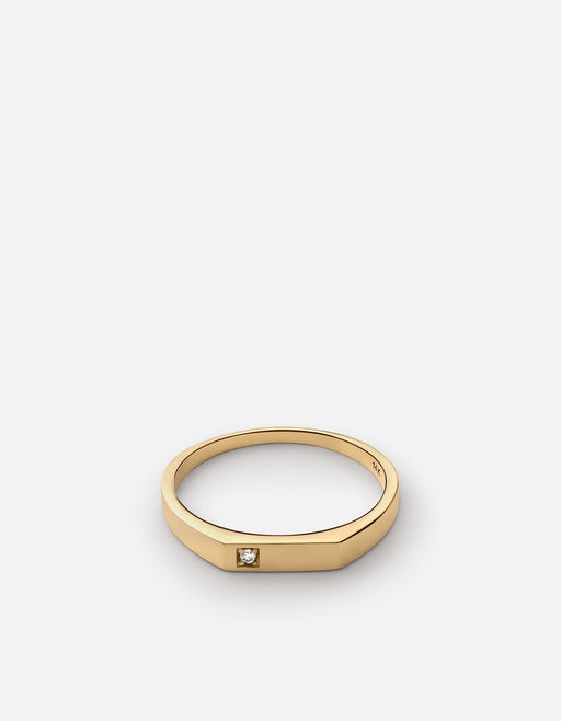 Miansai Rings Thin Geo Diamond Ring, Gold Polished 14k Gold/Pave / 10