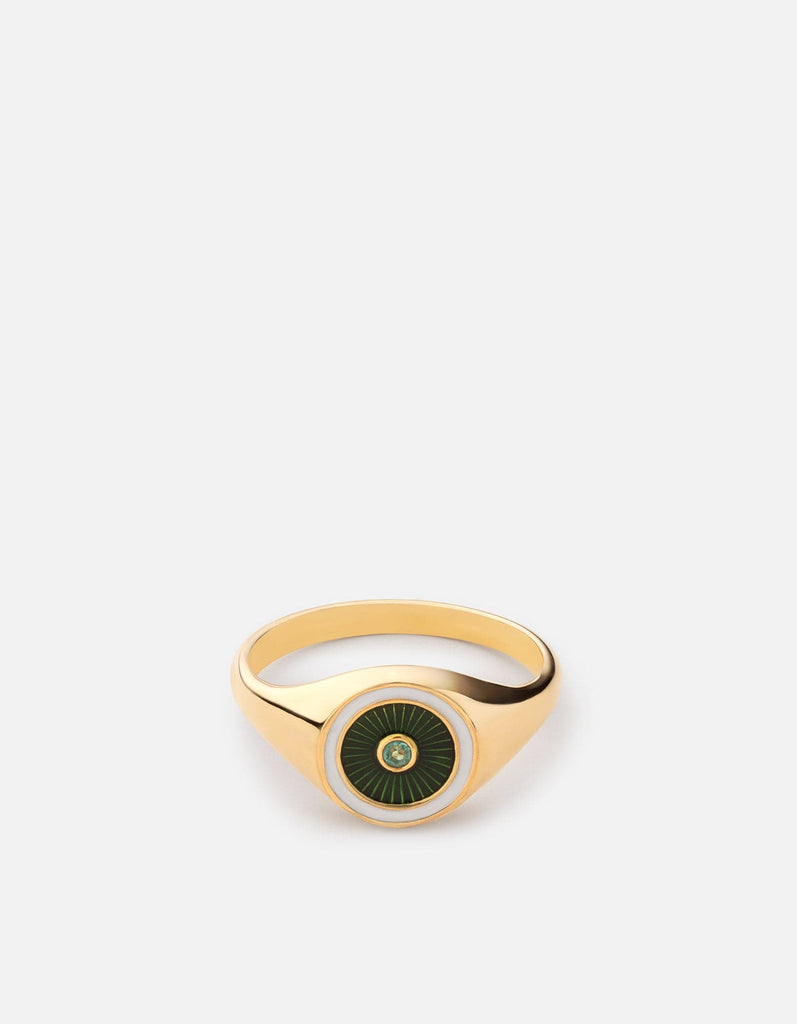 Miansai Rings Opus Chalcedony Ring, Gold Vermeil/Green Green / 8