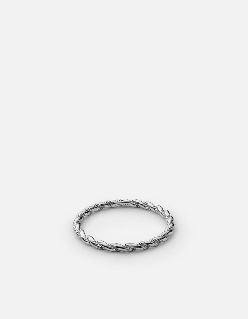 Miansai Rings Thin Rope Chain Ring, Sterling Silver Polished Silver / 5