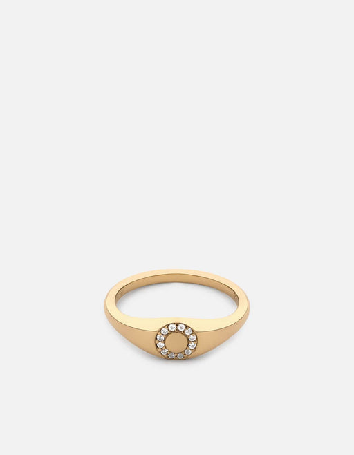 Miansai Rings Thin Halo Signet Ring, Gold Vermeil/Sapphire Polished Gold/White Sapphire / 5