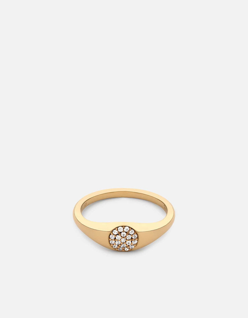 Miansai Rings Thin Horizon Signet Ring, Gold Vermeil/Sapphire