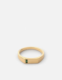Miansai Rings Valor Quartz Signet Ring, Gold Vermeil Green / 8