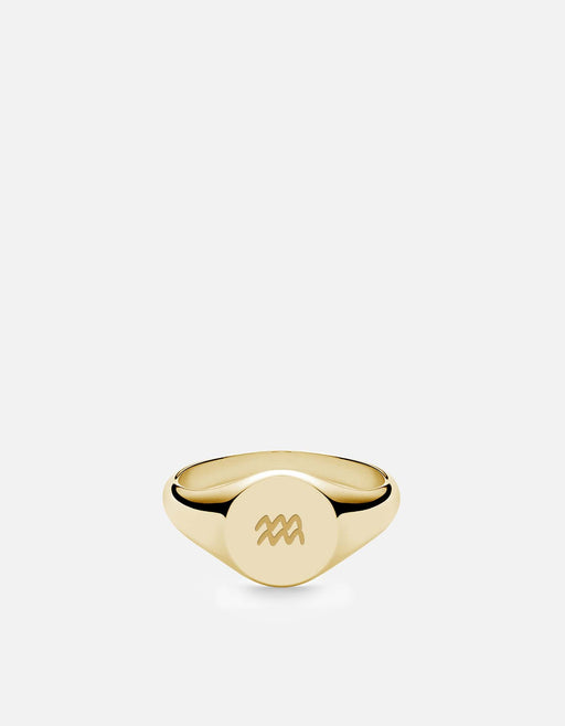 Miansai Rings Astro Signet Ring, 14k Gold Aquarius/Polished Gold / 2
