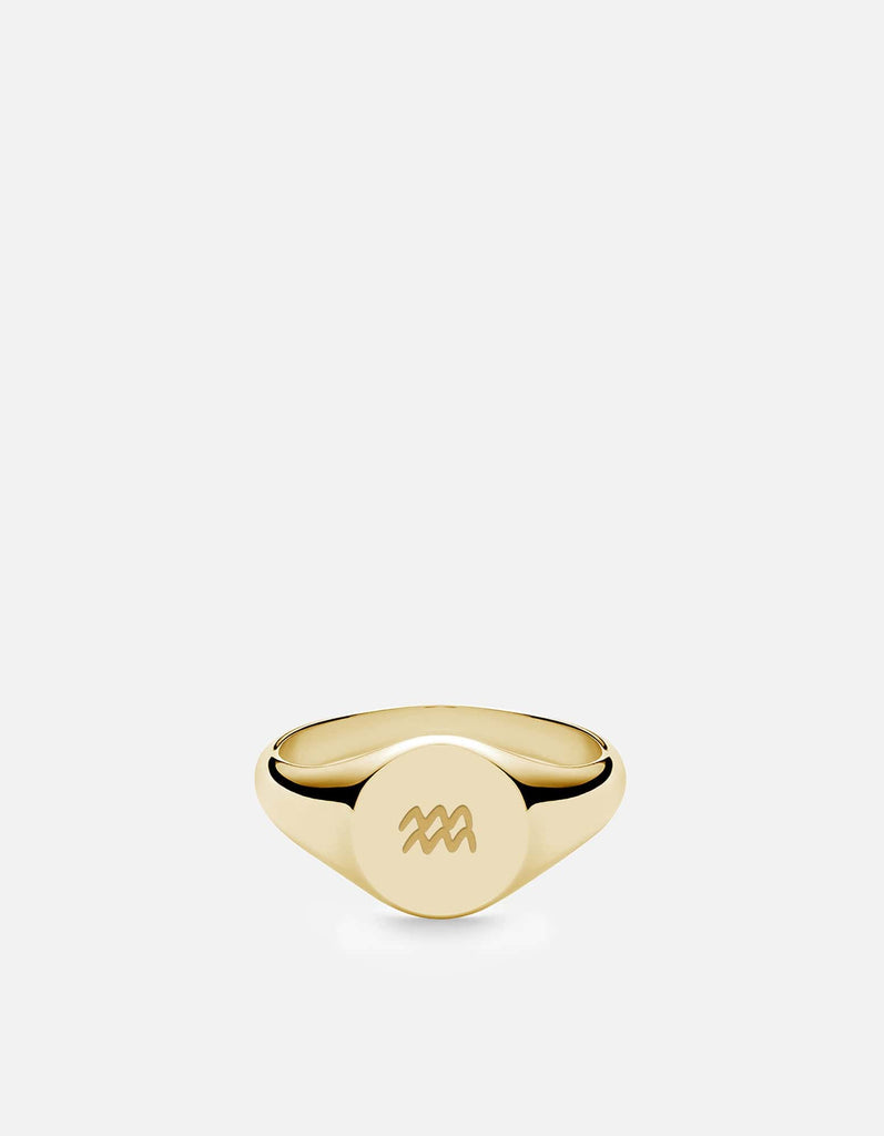 Miansai Rings Aquarius Astro Signet Ring, 14k Gold Polished Gold / 2