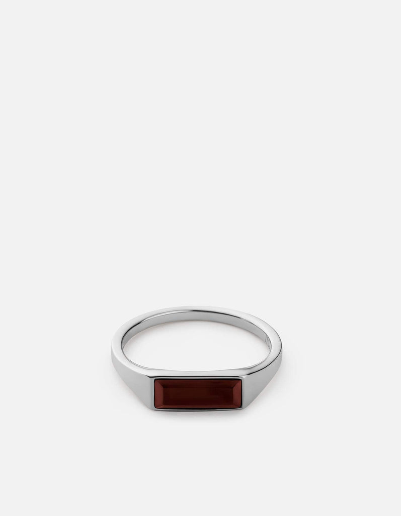 Miansai Rings Thin Lennox Agate Ring, Sterling Silver Red / 8