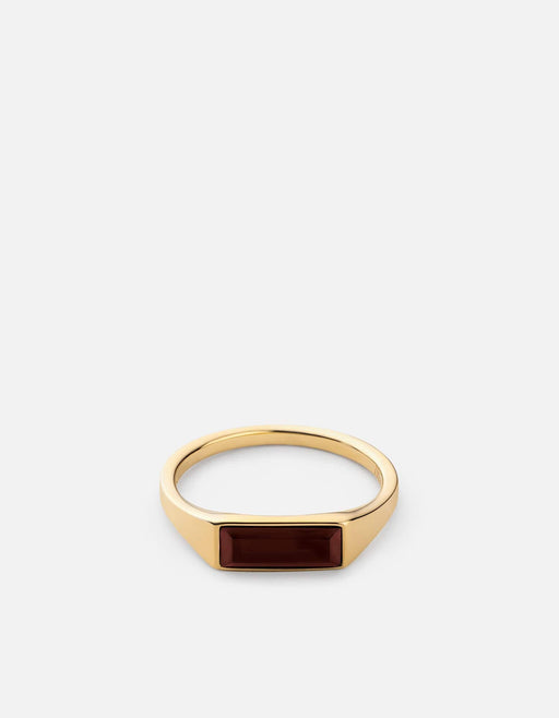 Miansai Rings Thin Lennox Agate Ring, Gold Vermeil Red / 8