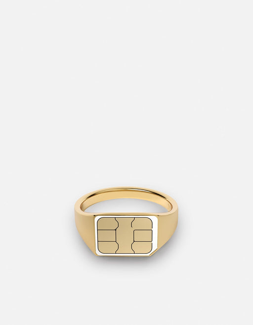 Miansai Rings SIM Card Signet Ring, Gold Vermeil Polished Gold / 5