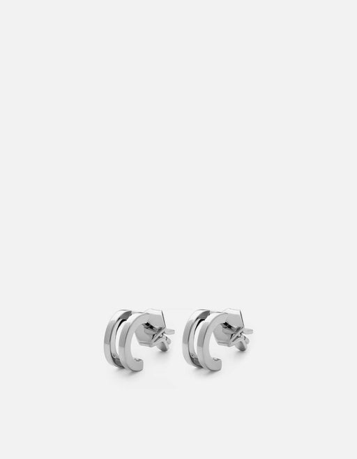 Miansai Earrings Split Layer Earrings, Sterling SIlver Polished Silver / Pair