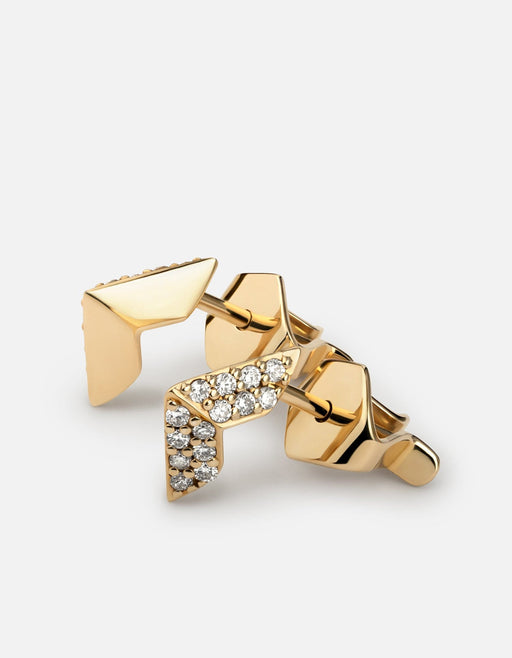 Miansai Earrings Angular Studs, 14k Gold Pavé Polished Gold/Pave / Pair