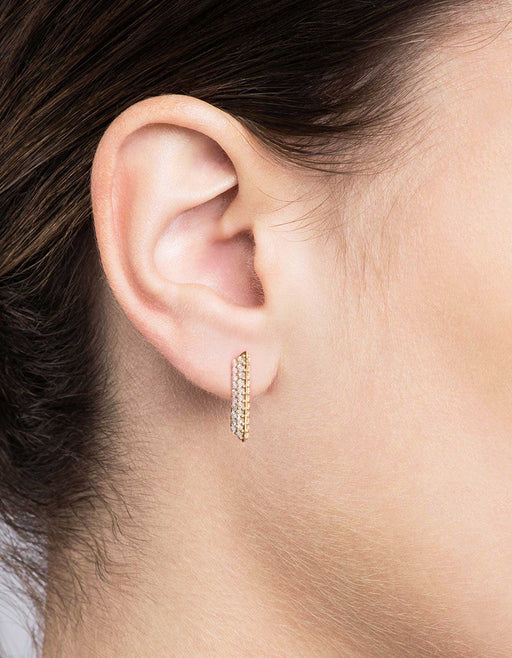 Miansai Earrings Bar Studs, 14k Gold Pavé Polished Gold/Pave / Pair