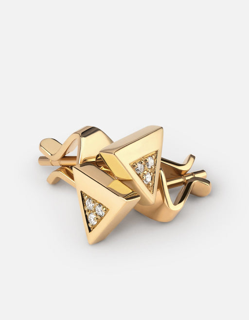 Miansai Earrings Faction Studs, 14k Gold Pavé Polished Gold/Pave / Pair