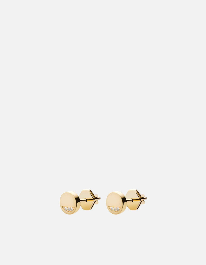 Miansai Earrings Circuit Studs, 14k Gold Pavé Polished Gold/Pave / Pair