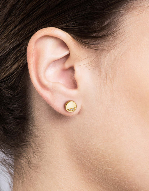 Miansai Earrings Circuit Studs, 14k Gold Pavé Polished Gold/Pave / Pair