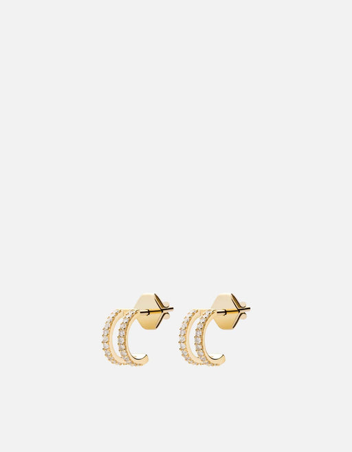 Miansai Earrings Split Layer Earrings, 14k Gold Pavé Polished 14k Gold/Pave / Pair