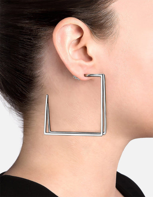 Miansai Earrings Axis Earrings, Sterling Silver Polished Silver / L - Pair