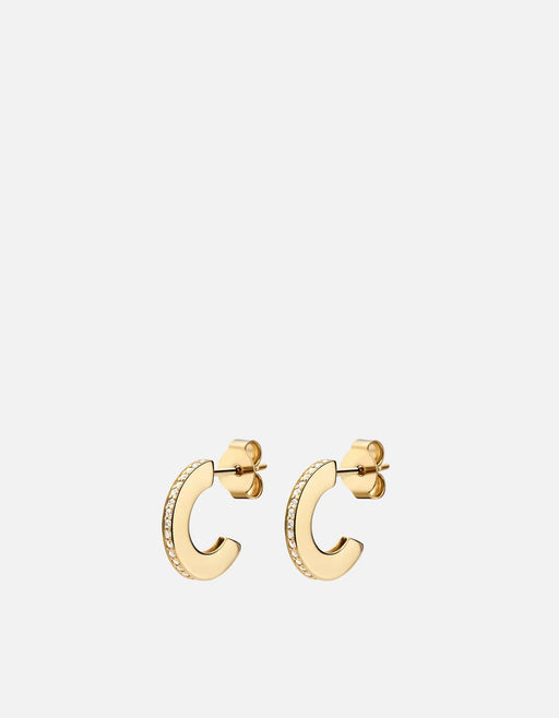 Miansai Earrings Arduin Studs, 14k Gold Pavé Polished Gold Vermeil/White Sapphire / Pair