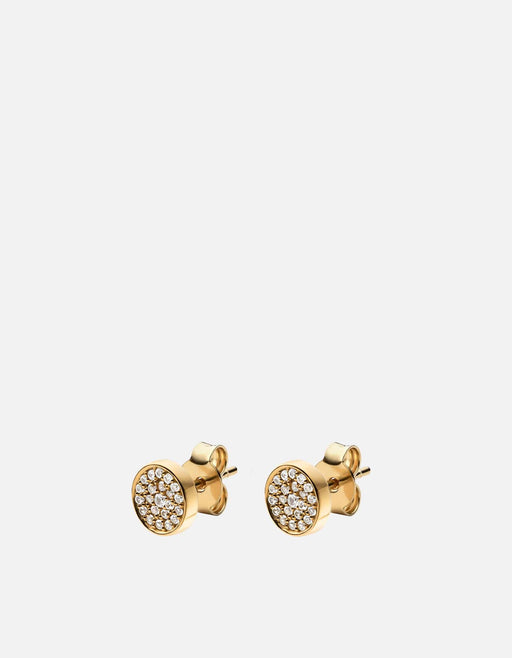 Miansai Earrings Horizon Studs, 14k Gold Pavé Polished Gold Vermeil/White Sapphire / Pair