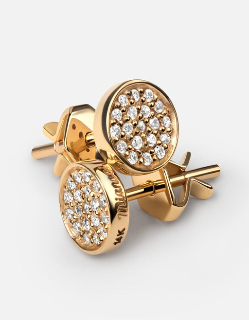 Miansai Earrings Horizon Studs, 14k Gold Pavé