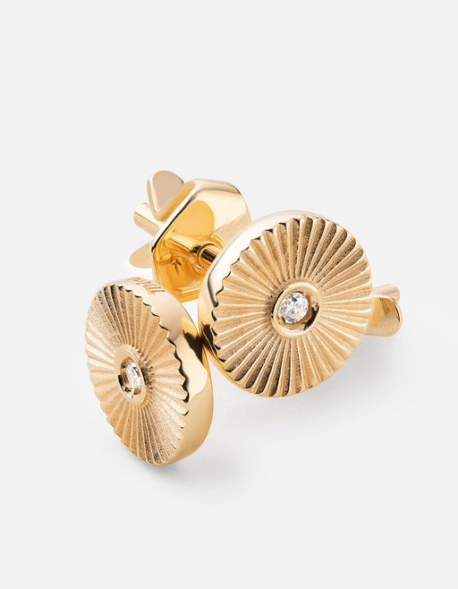 Miansai Earrings Rey Studs, 14k Gold Pavé Polished 14k Gold/Pave / Pair