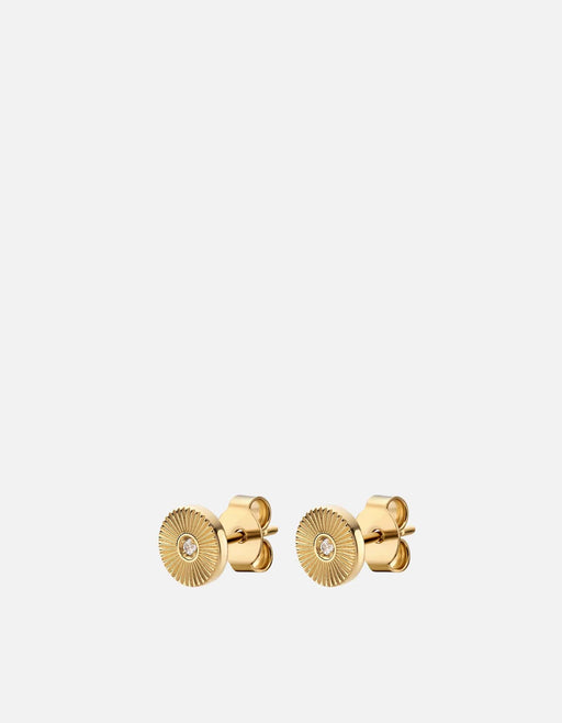 Miansai Earrings Rey Studs, Gold Vermeil/Sapphires Polished Gold/White Sapphire / Pair