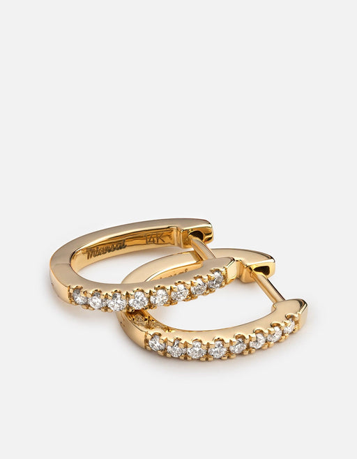Miansai Earrings Linear Huggie Earrings, 14k Gold Pavé Polished Gold/Pave / Pair